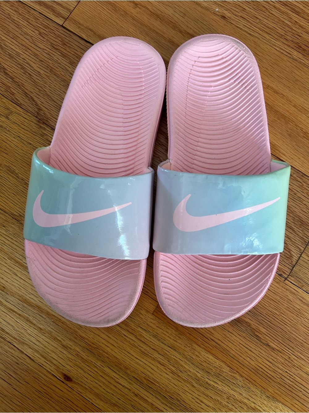 Nike Kids Pastel Pink Slides with Mint Green Strap